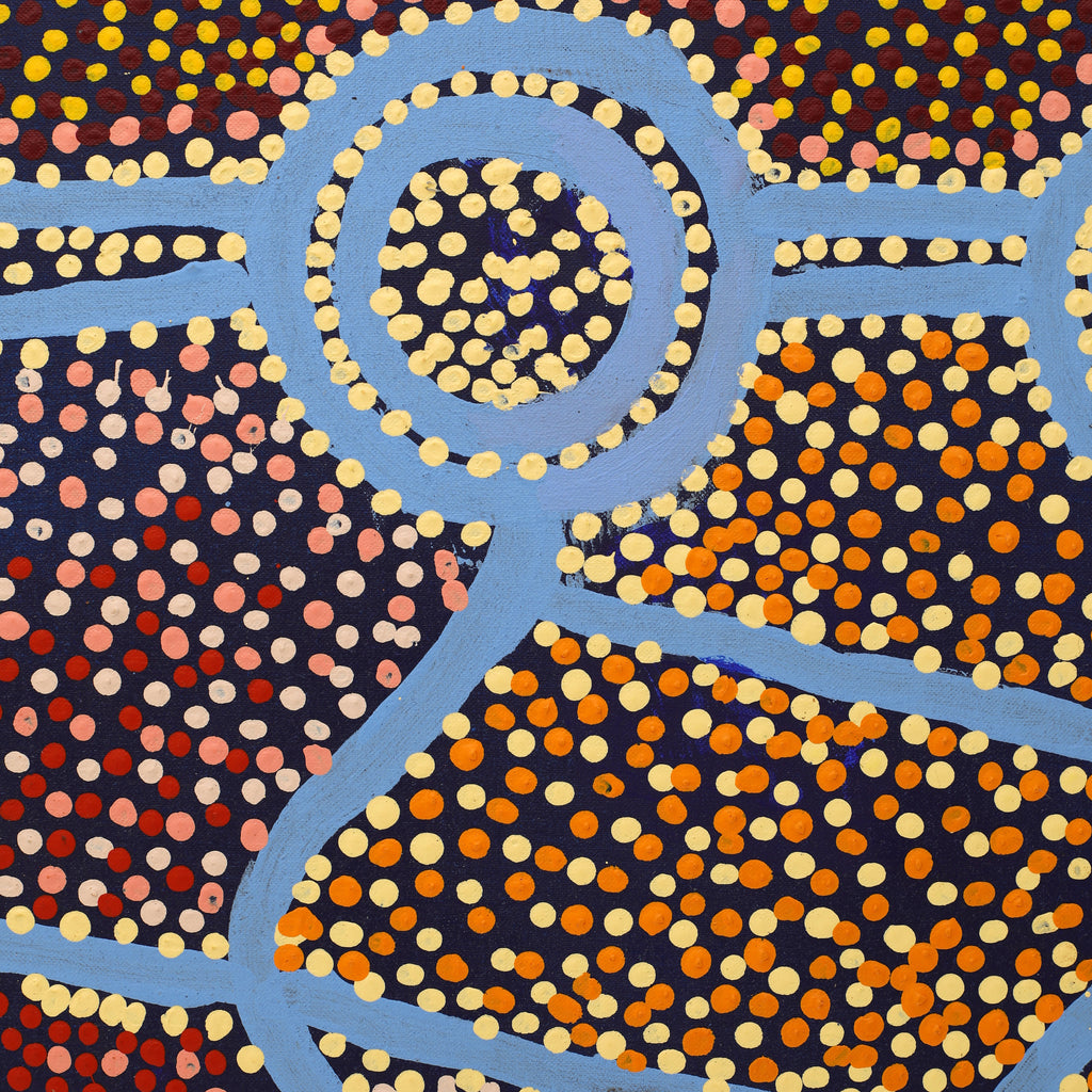 Aboriginal Artwork by Shorty Jangala Robertson, Ngapa Jukurrpa (Water Dreaming) - Puyurru, 152x122cm