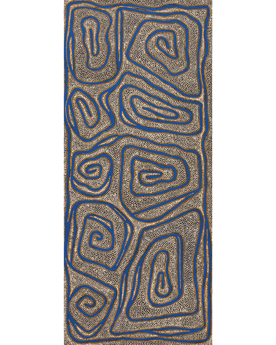 Aboriginal Artwork by Stephanie Napurrurla Nelson, Yarla Jukurrpa (Bush Potato Dreaming) - Yumurrpa, 107x46cm