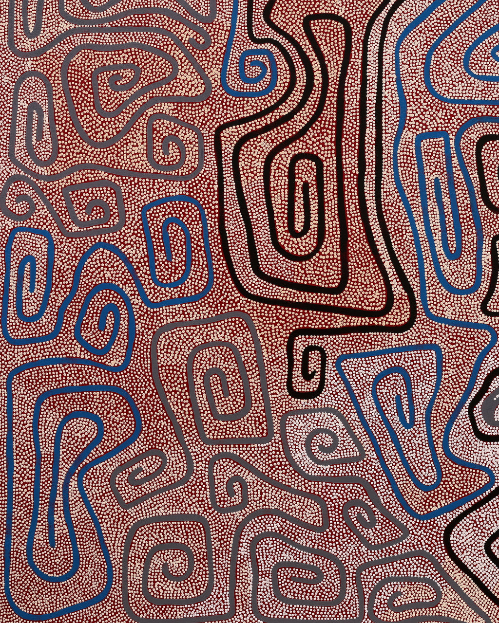 Stephanie Napurrurla Nelson, Yarla Jukurrpa (Bush Potato Dreaming) - Yumurrpa, 122x107cm