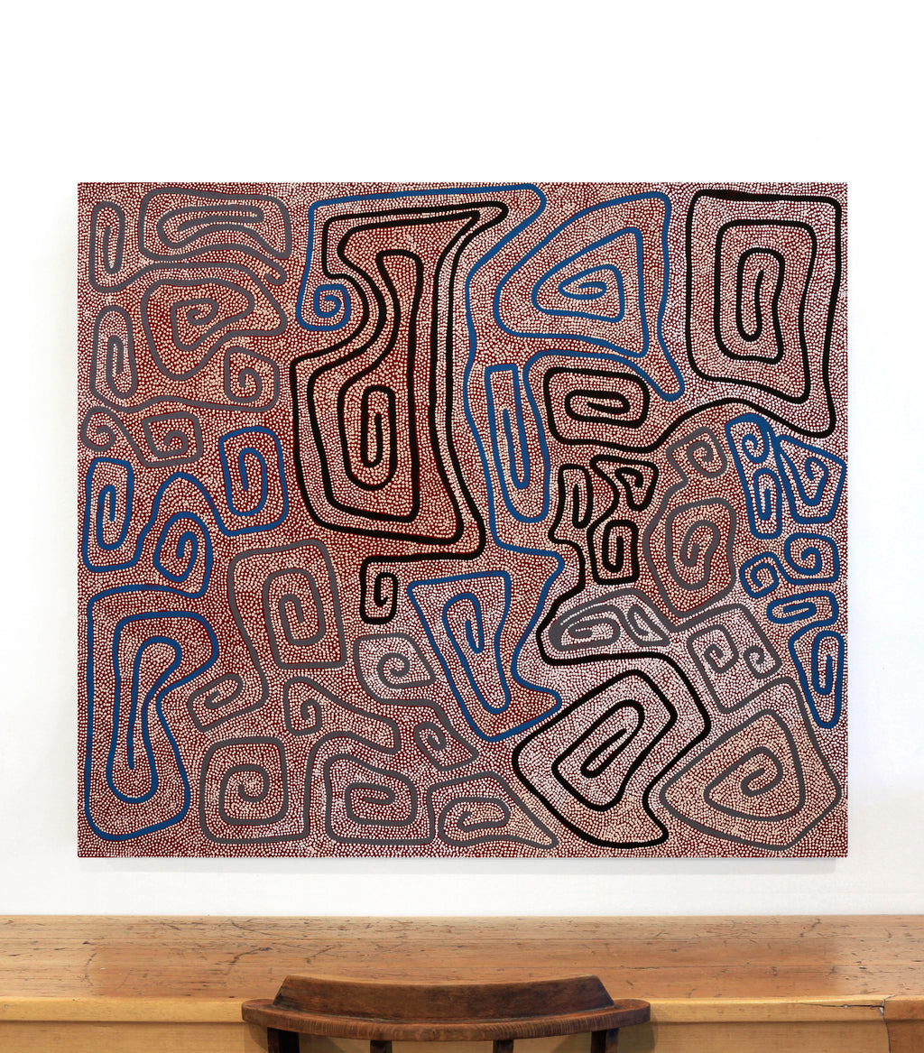 Stephanie Napurrurla Nelson, Yarla Jukurrpa (Bush Potato Dreaming) - Yumurrpa, 122x107cm