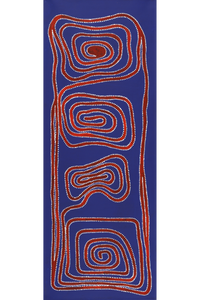 Aboriginal Artwork by Stephanie Napurrurla Nelson, Yarla Jukurrpa (Bush Potato Dreaming) - Yumurrpa, 122x46cm