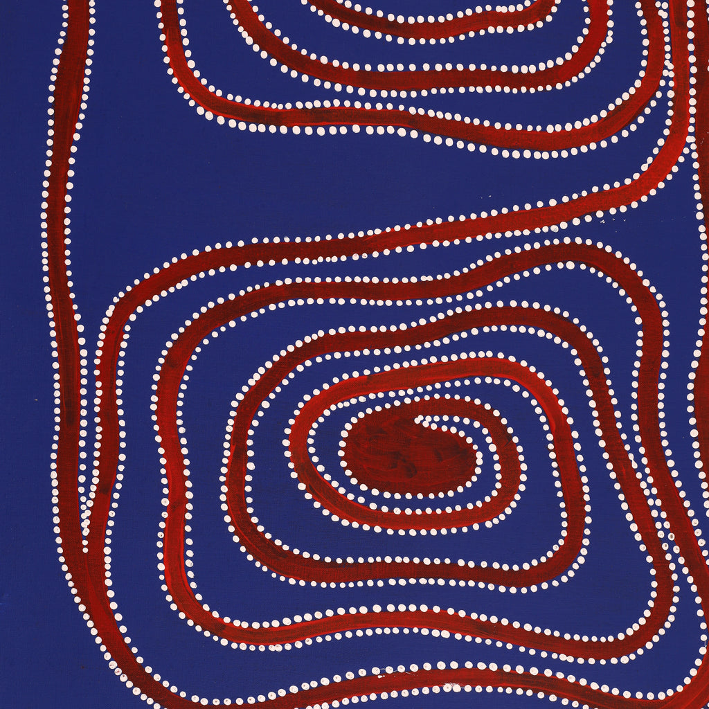 Aboriginal Artwork by Stephanie Napurrurla Nelson, Yarla Jukurrpa (Bush Potato Dreaming) - Yumurrpa, 122x46cm