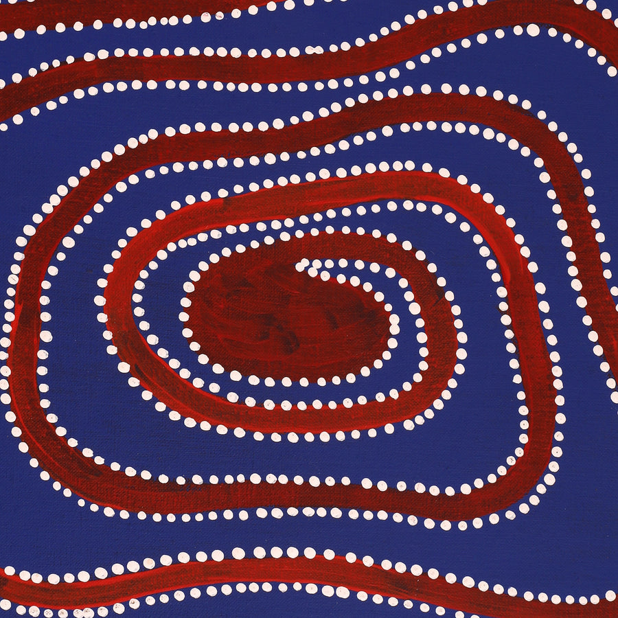 Aboriginal Artwork by Stephanie Napurrurla Nelson, Yarla Jukurrpa (Bush Potato Dreaming) - Yumurrpa, 122x46cm