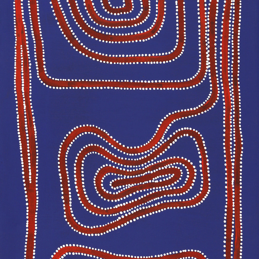 Aboriginal Artwork by Stephanie Napurrurla Nelson, Yarla Jukurrpa (Bush Potato Dreaming) - Yumurrpa, 122x46cm