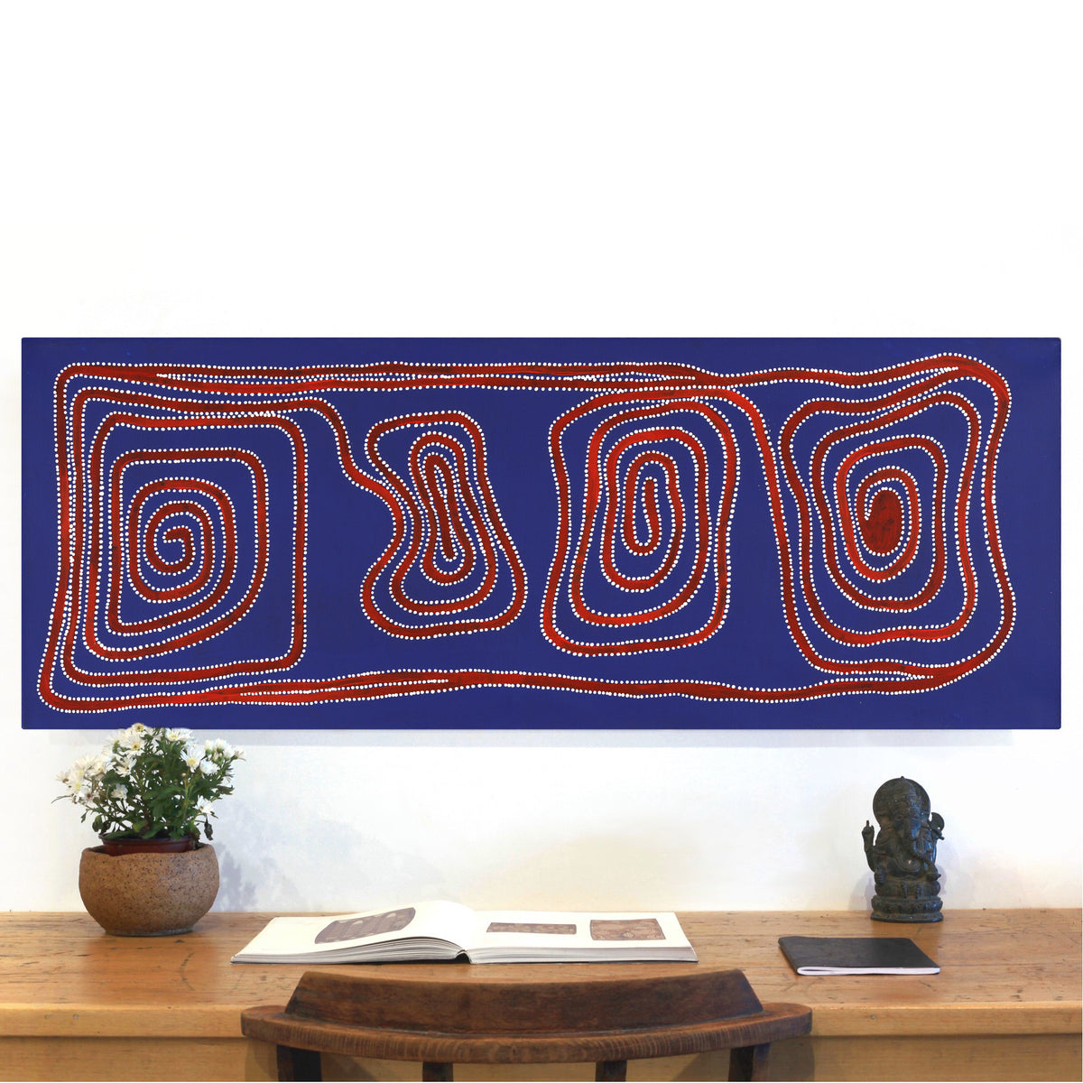 Aboriginal Art by Stephanie Napurrurla Nelson, Yarla Jukurrpa (Bush Potato Dreaming) - Yumurrpa, 122x46cm - ART ARK®