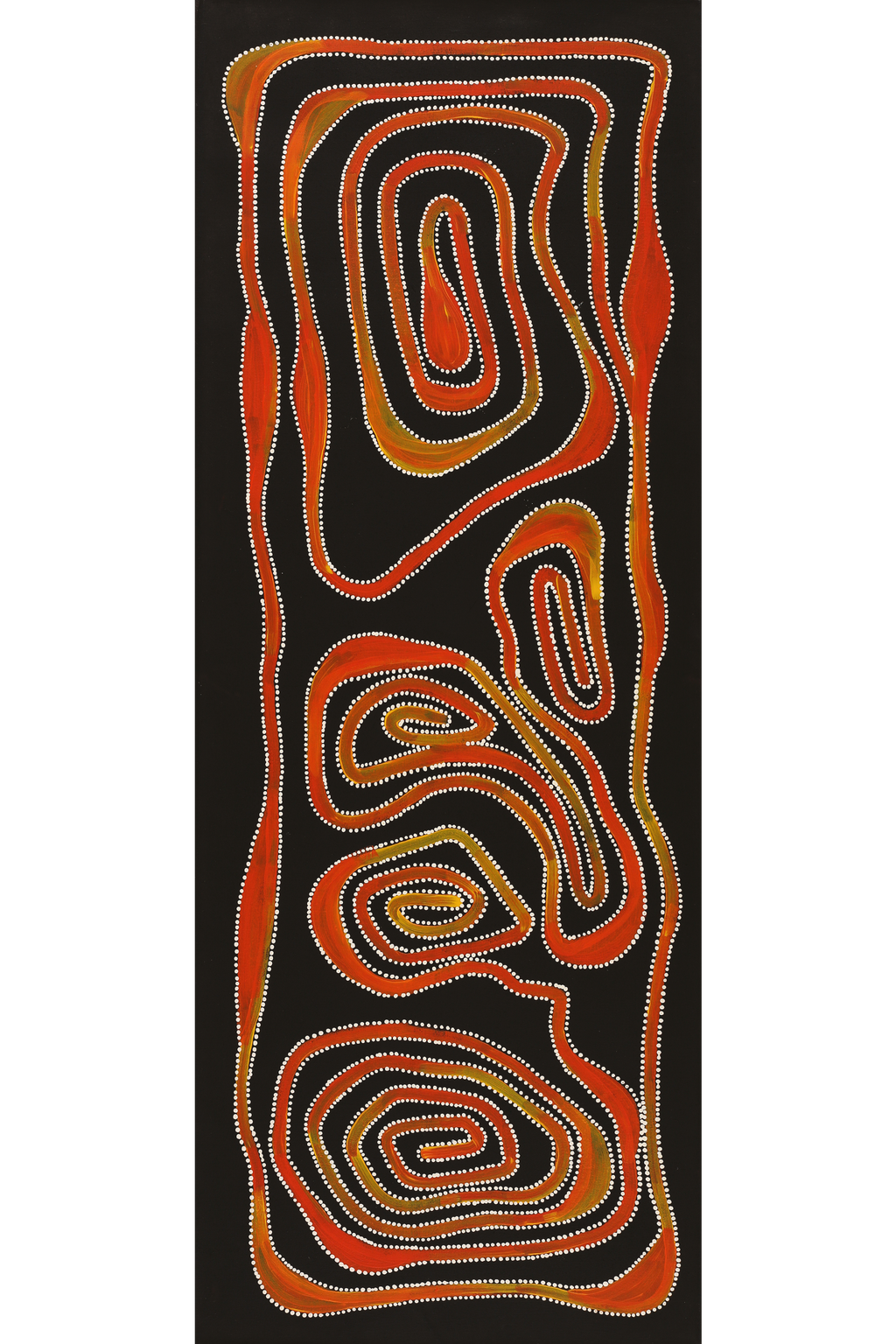 Aboriginal Artwork by Stephanie Napurrurla Nelson, Yarla Jukurrpa (Bush Potato Dreaming) - Yumurrpa, 122x46cm