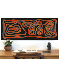 Aboriginal Artwork by Stephanie Napurrurla Nelson, Yarla Jukurrpa (Bush Potato Dreaming) - Yumurrpa, 122x46cm