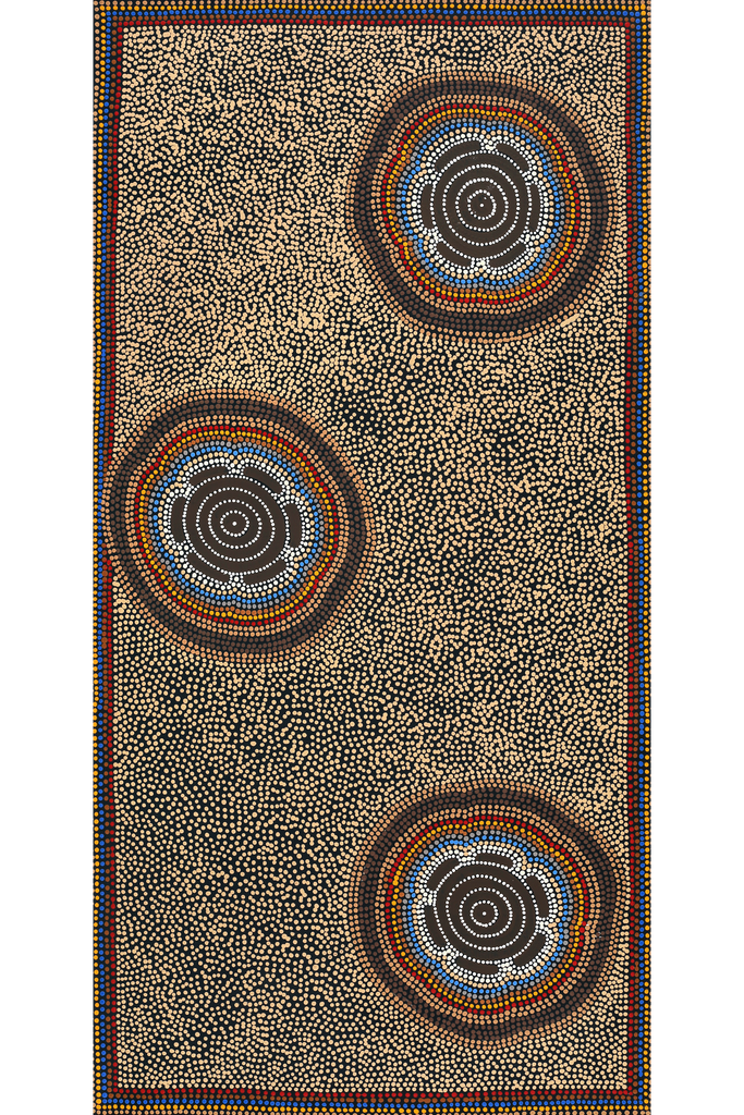 Aboriginal Art by Stephanie Napurrurla Nelson, Pamapardu Jukurrpa (Flying Ant Dreaming) - Wapurtali, 122x61cm - ART ARK®