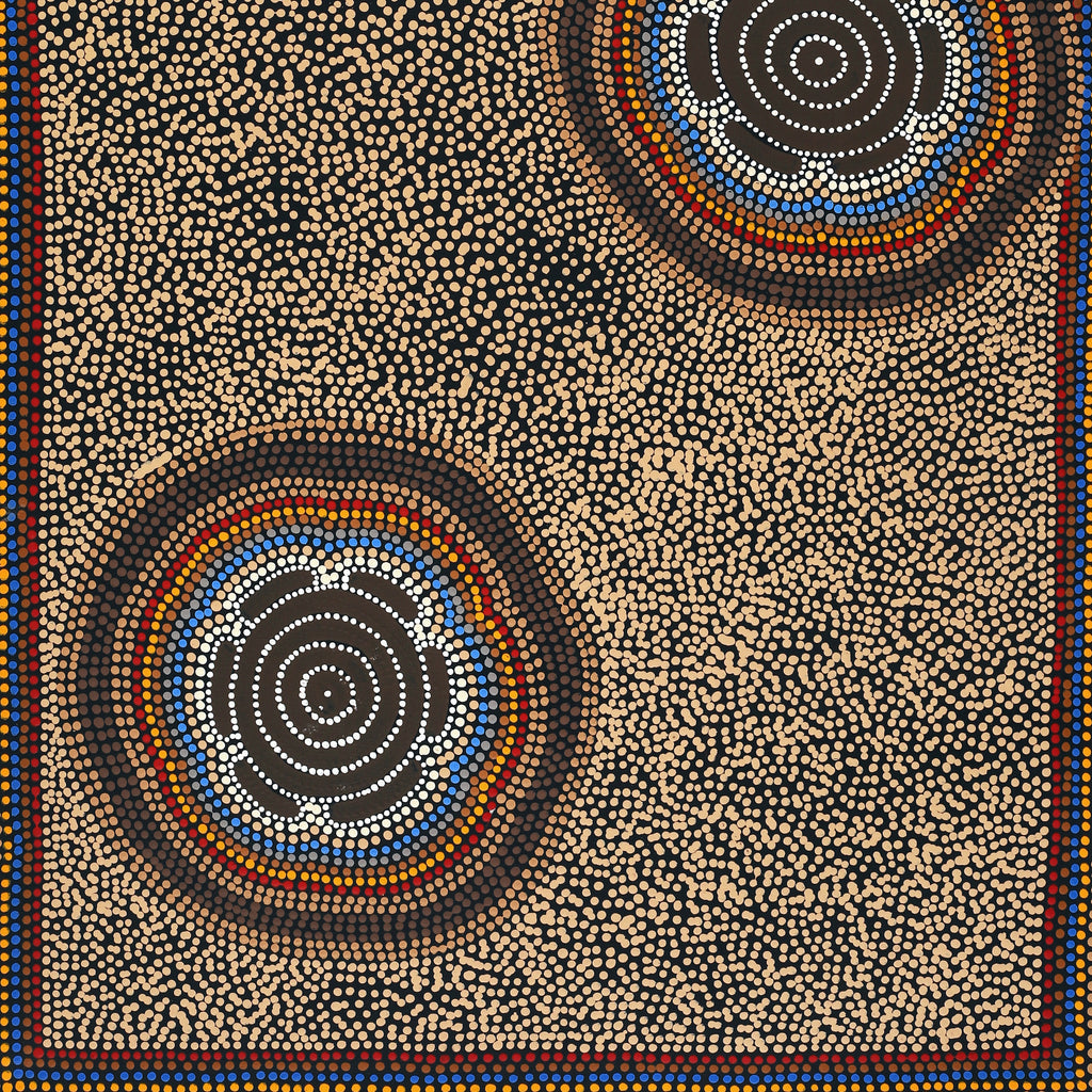 Aboriginal Art by Stephanie Napurrurla Nelson, Pamapardu Jukurrpa (Flying Ant Dreaming) - Wapurtali, 122x61cm - ART ARK®