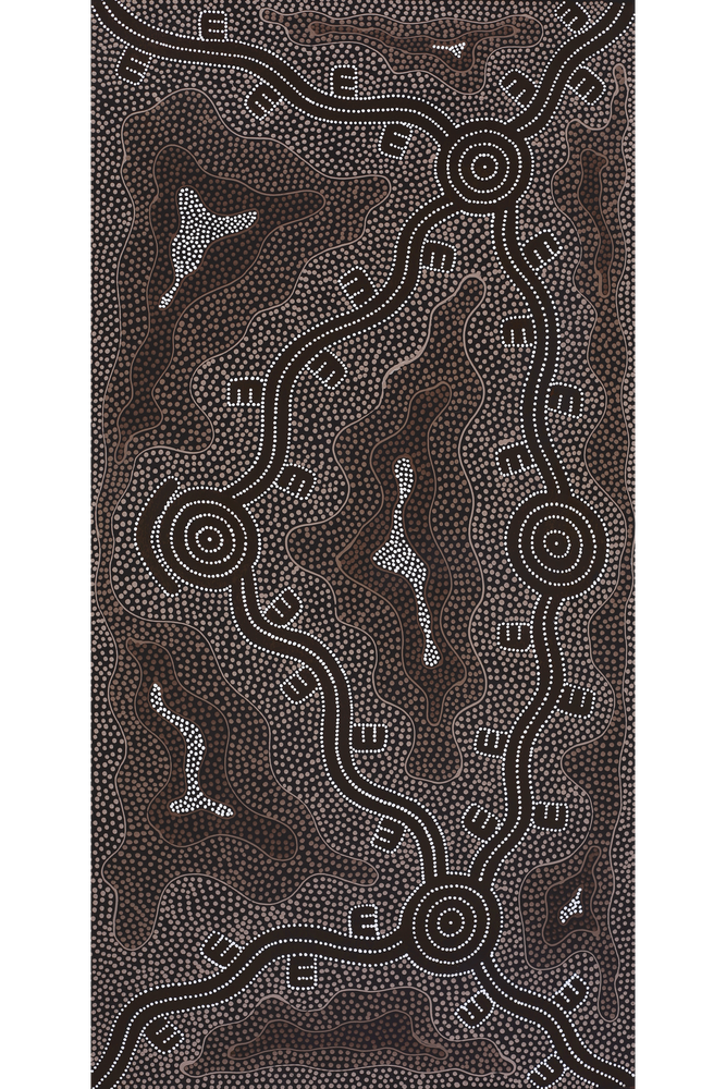 Aboriginal Artwork by Stephanie Napurrurla Nelson, Janganpa Jukurrpa (Brush-tail Possum Dreaming) - Mawurrji, 122x61cm