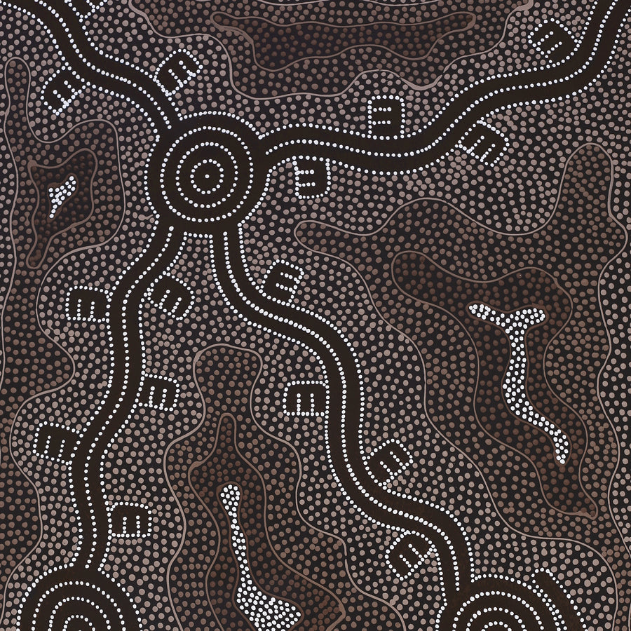 Aboriginal Artwork by Stephanie Napurrurla Nelson, Janganpa Jukurrpa (Brush-tail Possum Dreaming) - Mawurrji, 122x61cm