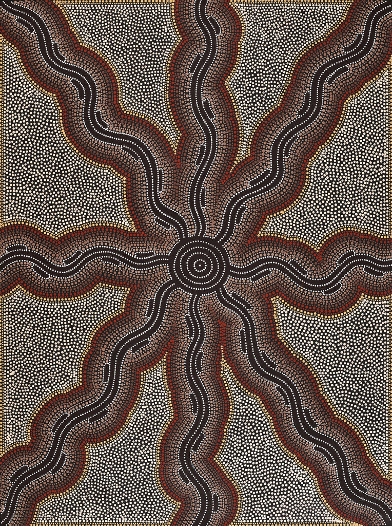 Aboriginal Artwork by Stephanie Napurrurla Nelson, Pamapardu Jukurrpa (Flying Ant Dreaming) - Wapurtali, 122x91cm