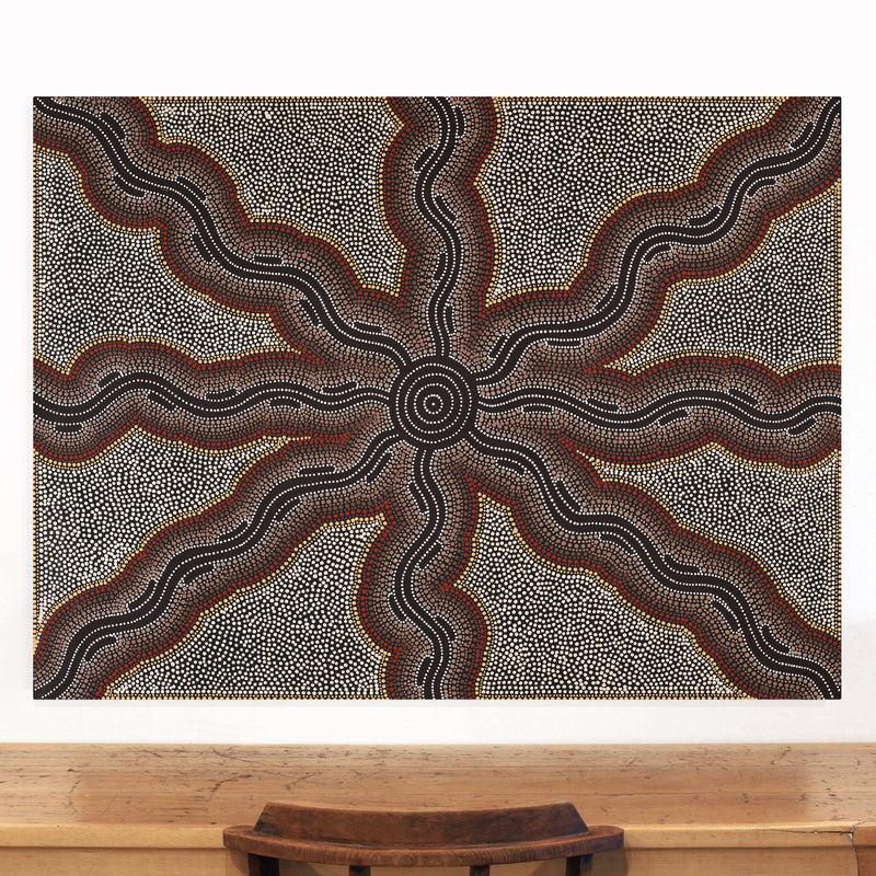 Aboriginal Artwork by Stephanie Napurrurla Nelson, Pamapardu Jukurrpa (Flying Ant Dreaming) - Wapurtali, 122x91cm