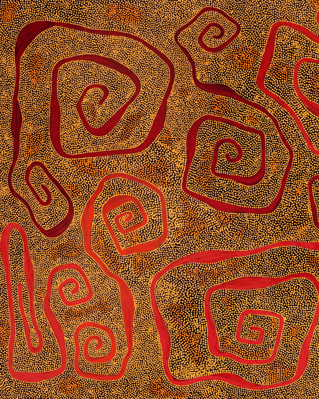Aboriginal Artwork by Stephanie Napurrurla Nelson, Yarla Jukurrpa (Bush Potato Dreaming) - Yumurrpa, 183x91cm
