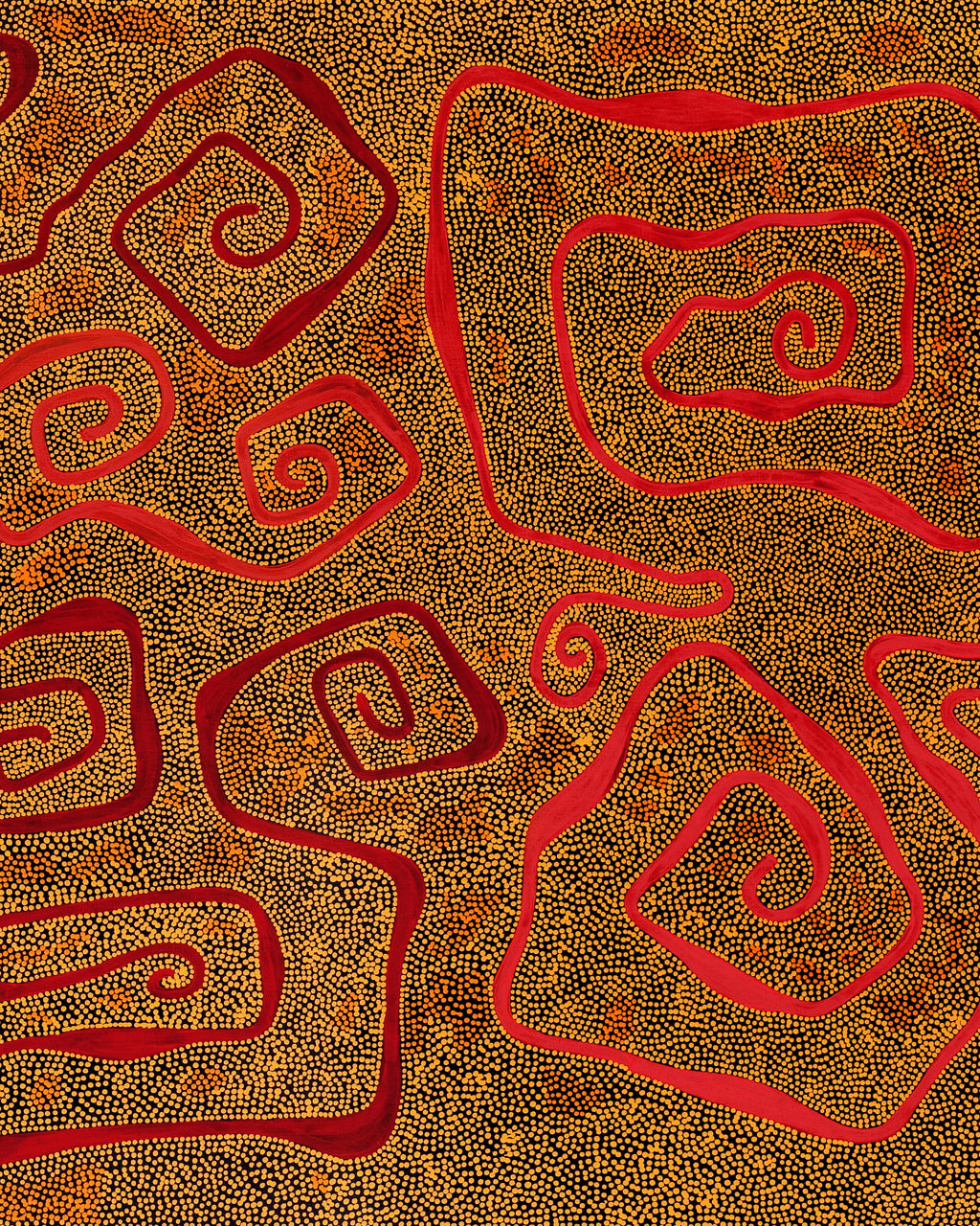 Aboriginal Artwork by Stephanie Napurrurla Nelson, Yarla Jukurrpa (Bush Potato Dreaming) - Yumurrpa, 183x91cm