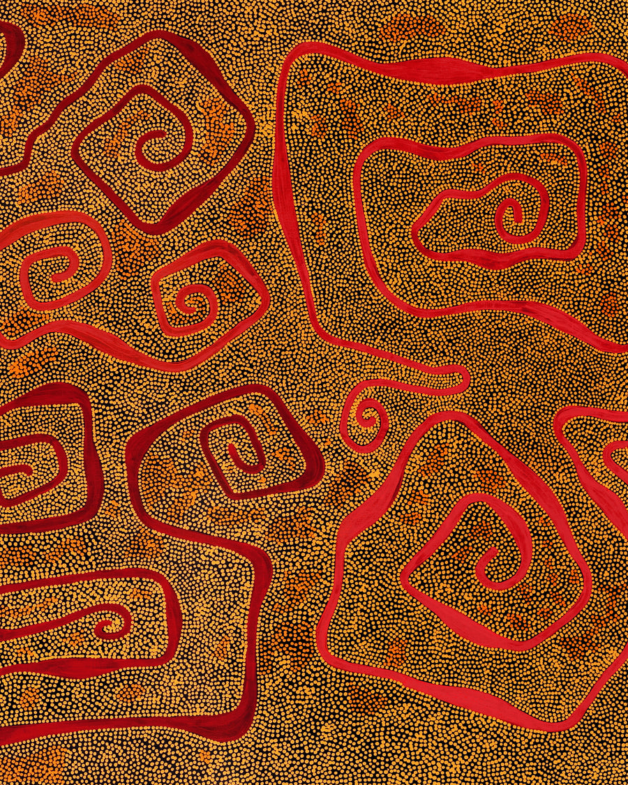 Stephanie Napurrurla Nelson, Yarla Jukurrpa (Bush Potato Dreaming) - Yumurrpa, 183x91cm