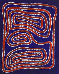Aboriginal Artwork by Stephanie Napurrurla Nelson, Yarla Jukurrpa (Bush Potato Dreaming) - Yumurrpa, 50x40cm