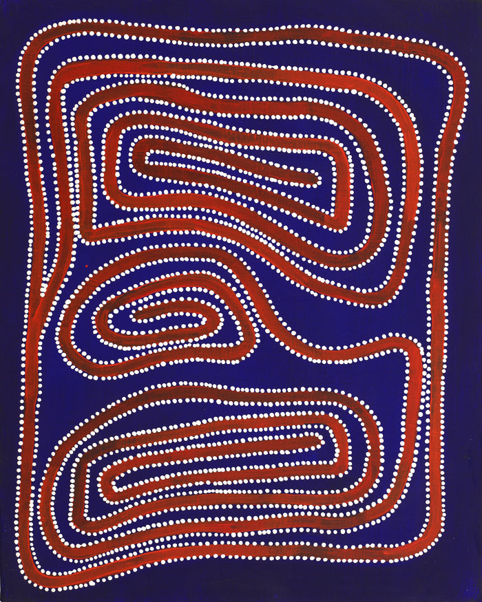 Aboriginal Art by Stephanie Napurrurla Nelson, Yarla Jukurrpa (Bush Potato Dreaming) - Yumurrpa, 50x40cm - ART ARK®