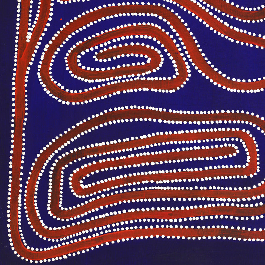 Aboriginal Artwork by Stephanie Napurrurla Nelson, Yarla Jukurrpa (Bush Potato Dreaming) - Yumurrpa, 50x40cm
