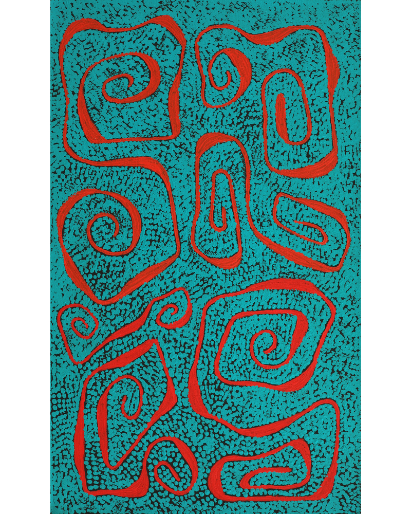 Aboriginal Artwork by Stephanie Napurrurla Nelson, Yarla Jukurrpa (Bush Potato Dreaming) - Yumurrpa, 76x46cm