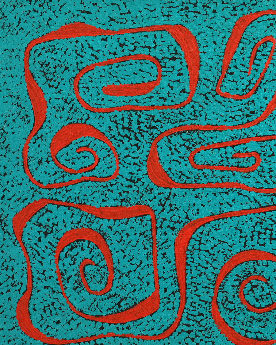 Aboriginal Artwork by Stephanie Napurrurla Nelson, Yarla Jukurrpa (Bush Potato Dreaming) - Yumurrpa, 76x46cm