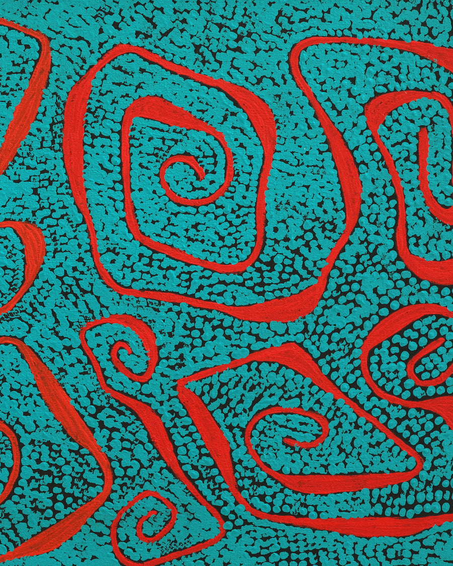 Aboriginal Artwork by Stephanie Napurrurla Nelson, Yarla Jukurrpa (Bush Potato Dreaming) - Yumurrpa, 76x46cm