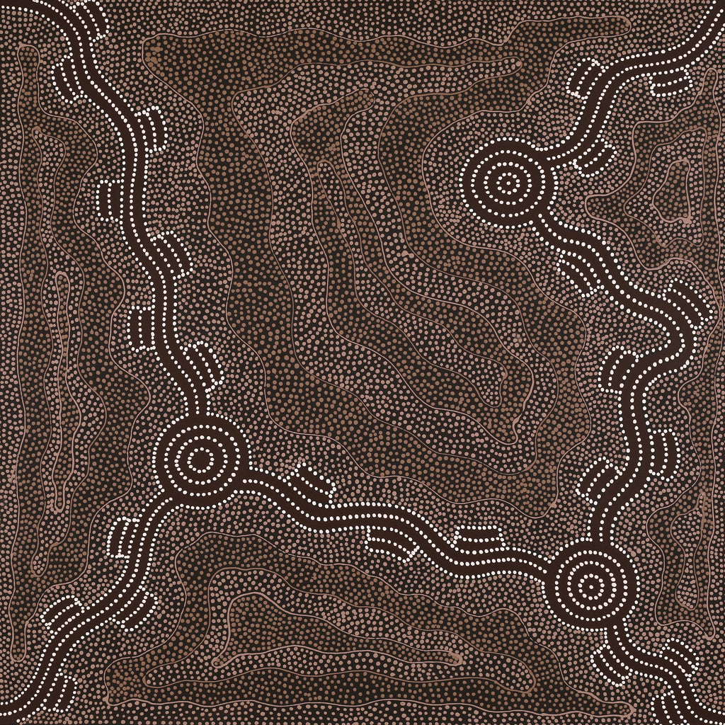 Aboriginal Art by Stephanie Napurrurla Nelson, Janganpa Jukurrpa (Brush-tail Possum Dreaming) - Mawurrji, 76x76cm - ART ARK®
