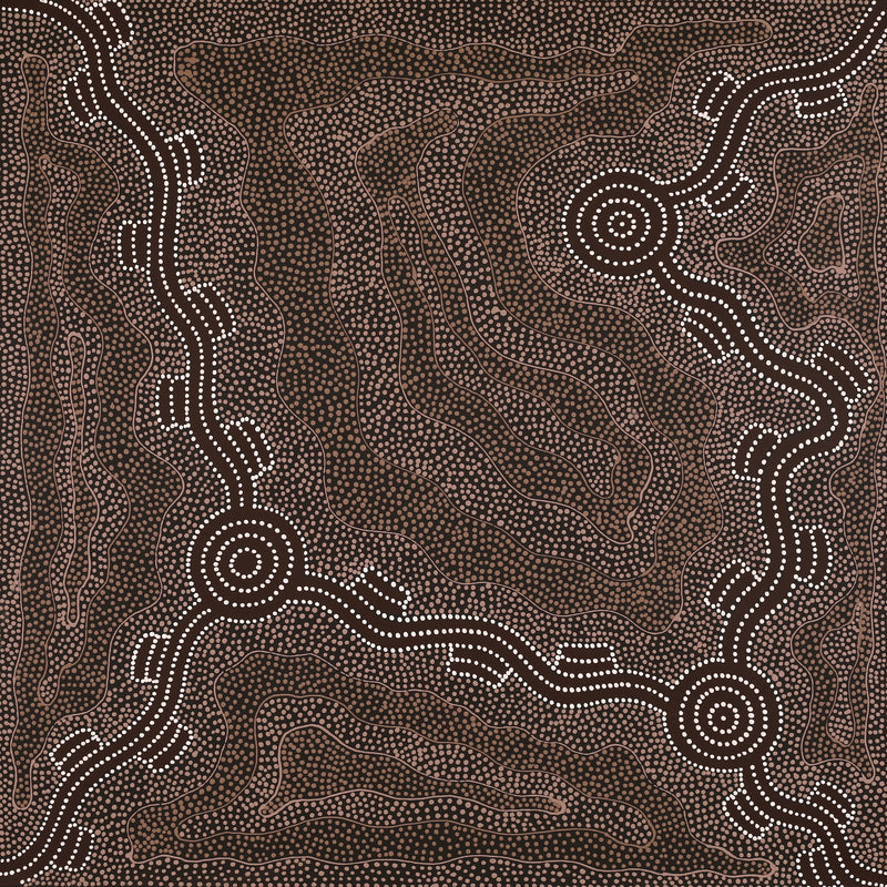 Aboriginal Artwork by Stephanie Napurrurla Nelson, Janganpa Jukurrpa (Brush-tail Possum Dreaming) - Mawurrji, 76x76cm