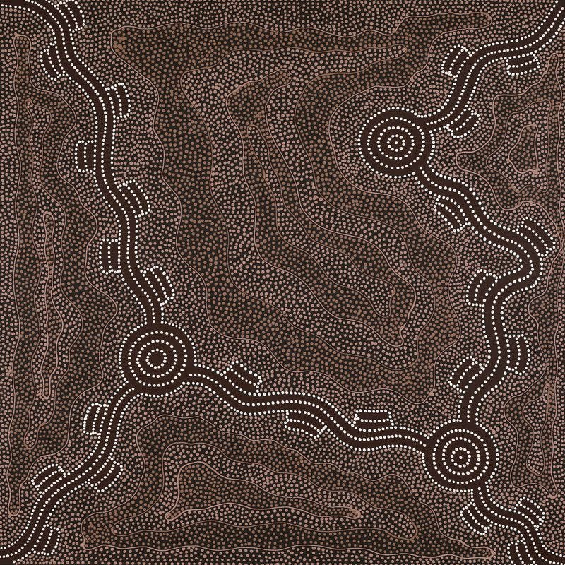 Aboriginal Art by Stephanie Napurrurla Nelson, Janganpa Jukurrpa (Brush-tail Possum Dreaming) - Mawurrji, 76x76cm - ART ARK®