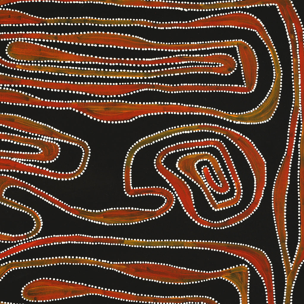 Aboriginal Artwork by Stephanie Napurrurla Nelson, Yarla Jukurrpa (Bush Potato Dreaming) - Yumurrpa, 76x76cm