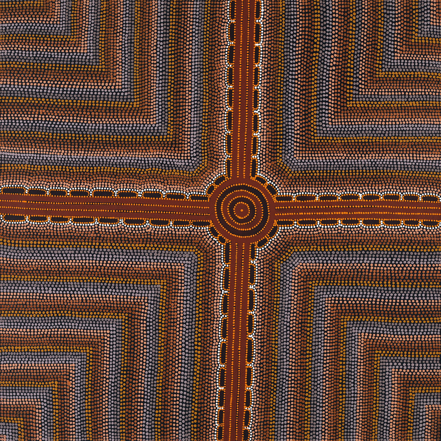 Aboriginal Artwork by Stephanie Napurrurla Nelson, Pamapardu Jukurrpa (Flying Ant Dreaming) - Wapurtali, 91x91cm