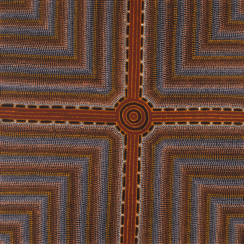 Aboriginal Artwork by Stephanie Napurrurla Nelson, Pamapardu Jukurrpa (Flying Ant Dreaming) - Wapurtali, 91x91cm