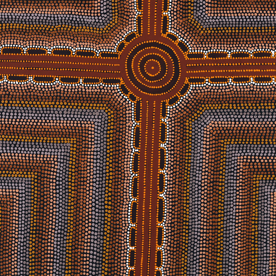 Aboriginal Artwork by Stephanie Napurrurla Nelson, Pamapardu Jukurrpa (Flying Ant Dreaming) - Wapurtali, 91x91cm