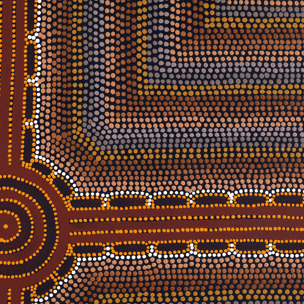 Aboriginal Artwork by Stephanie Napurrurla Nelson, Pamapardu Jukurrpa (Flying Ant Dreaming) - Wapurtali, 91x91cm