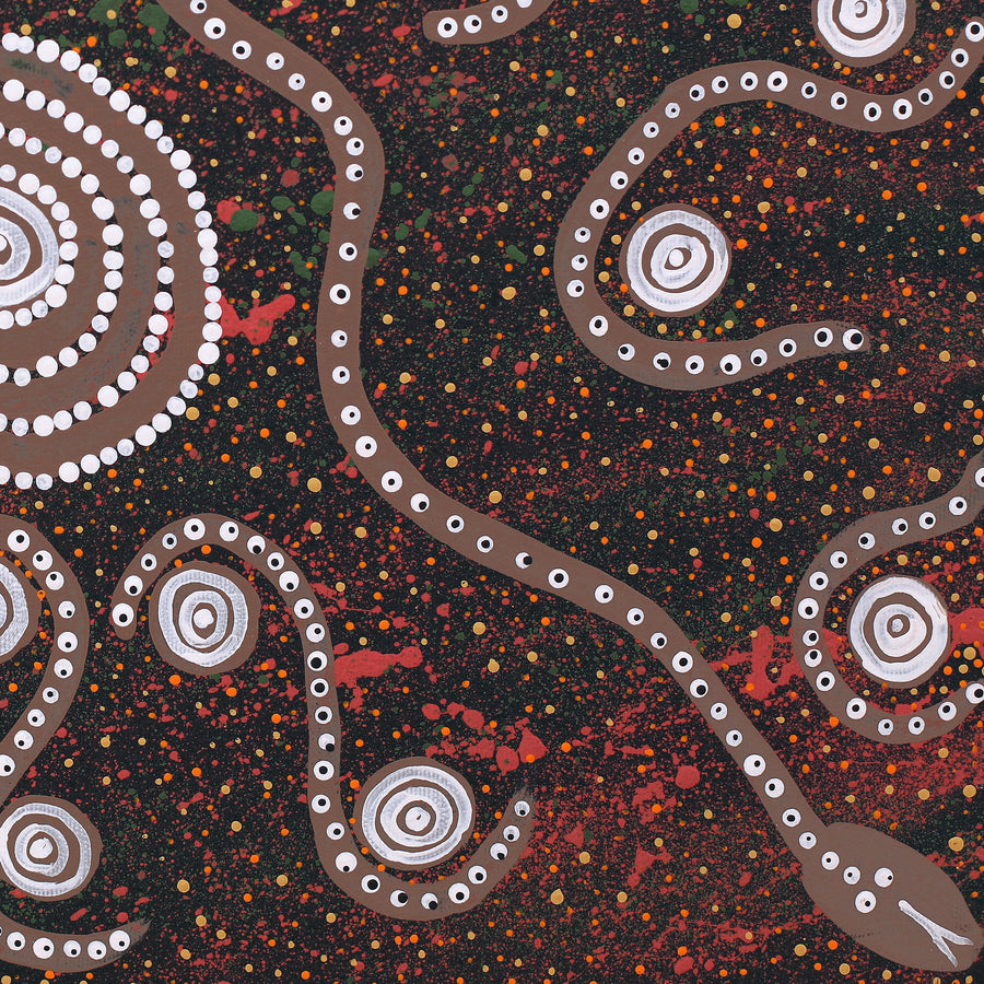 Aboriginal Artwork by Steven Jakamarra Oldfield, Warna Jukurrpa (Snake Dreaming), 50x40cm
