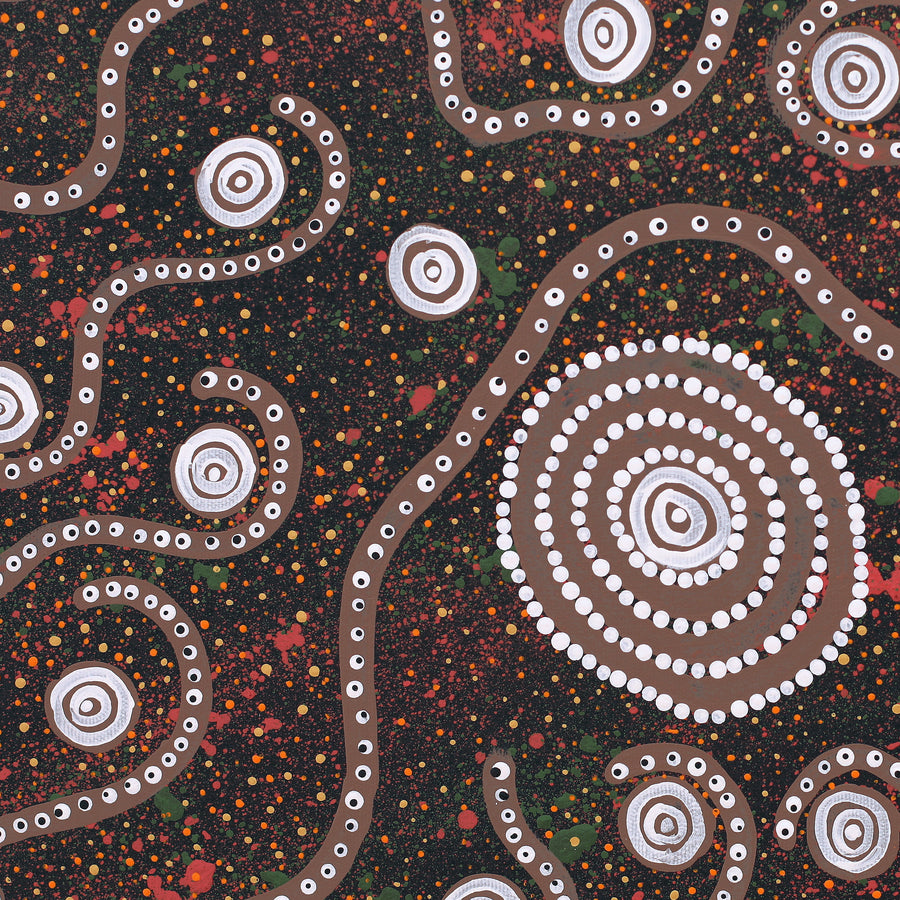 Aboriginal Artwork by Steven Jakamarra Oldfield, Warna Jukurrpa (Snake Dreaming), 50x40cm