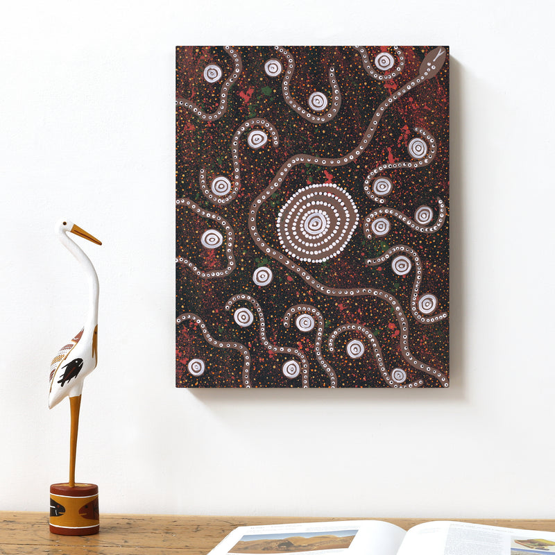 Aboriginal Artwork by Steven Jakamarra Oldfield, Warna Jukurrpa (Snake Dreaming), 50x40cm
