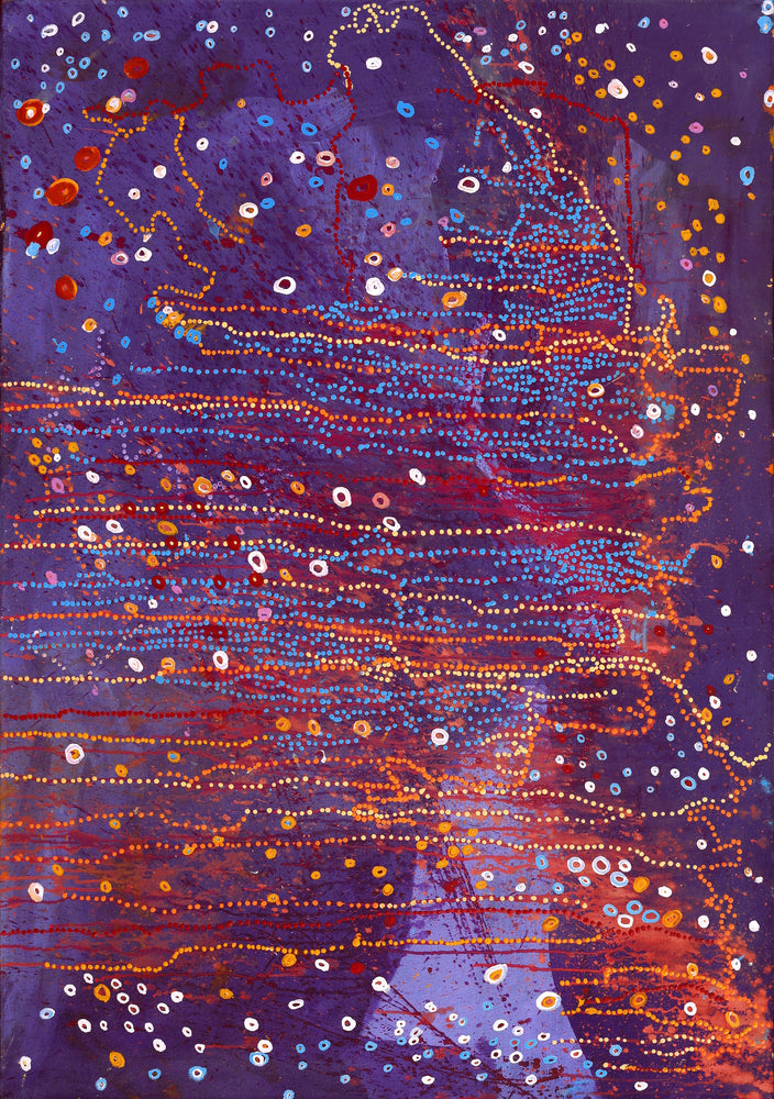 Aboriginal Artwork by Steven Jupurrurla Nelson, Janganpa Jukurrpa (Brush-tail Possum Dreaming) - Mawurrji, 152x107cm