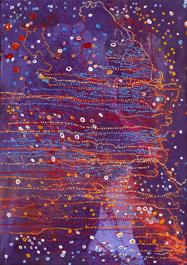 Aboriginal Artwork by Steven Jupurrurla Nelson, Janganpa Jukurrpa (Brush-tail Possum Dreaming) - Mawurrji, 152x107cm