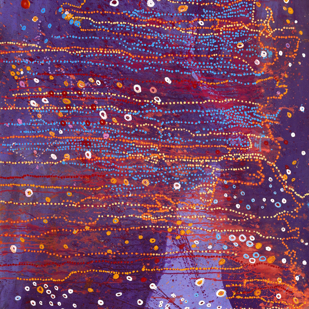 Aboriginal Artwork by Steven Jupurrurla Nelson, Janganpa Jukurrpa (Brush-tail Possum Dreaming) - Mawurrji, 152x107cm