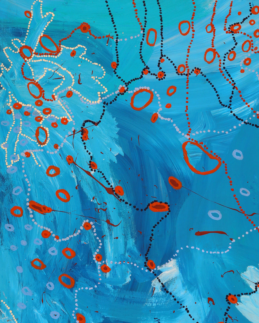 Aboriginal Artwork by Steven Jupurrurla Nelson, Janganpa Jukurrpa (Brush-tail Possum Dreaming) - Mawurrji, 152x107cm