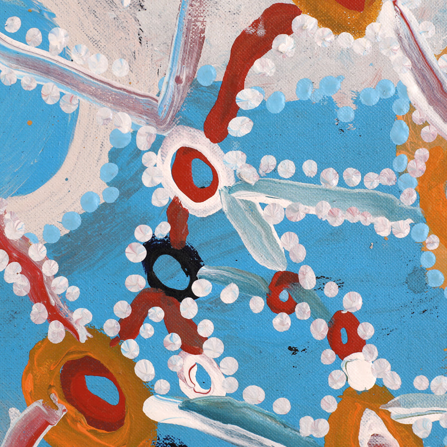 Aboriginal Artwork by Steven Jupurrurla Nelson, Janganpa Jukurrpa (Brush-tail Possum Dreaming) - Mawurrji, 107x107cm