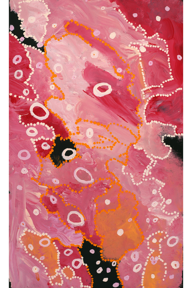 Aboriginal Artwork by Steven Jupurrurla Nelson, Janganpa Jukurrpa (Brush-tail Possum Dreaming) - Mawurrji, 76x46cm