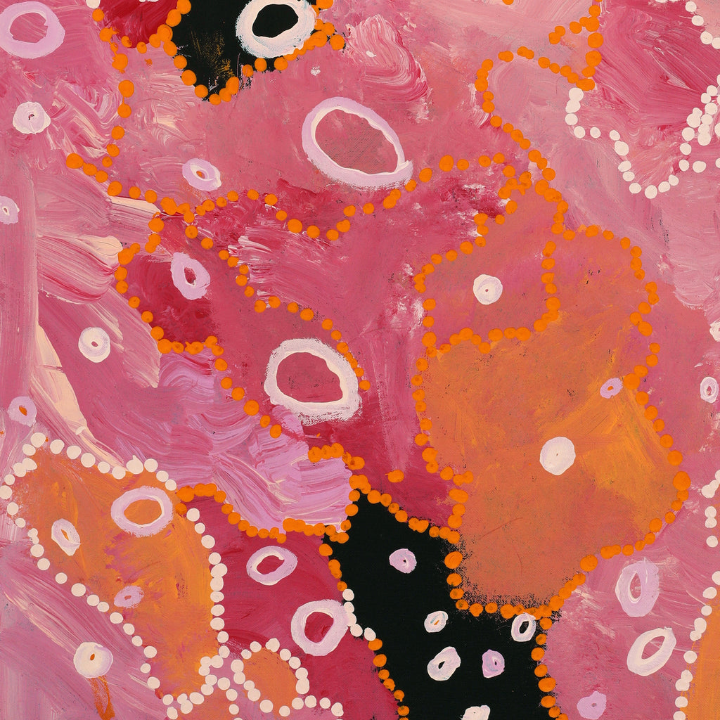 Aboriginal Artwork by Steven Jupurrurla Nelson, Janganpa Jukurrpa (Brush-tail Possum Dreaming) - Mawurrji, 76x46cm