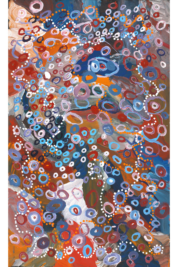 Aboriginal Artwork by Steven Jupurrurla Nelson, Janganpa Jukurrpa (Brush-tail Possum Dreaming) - Mawurrji, 76x46cm