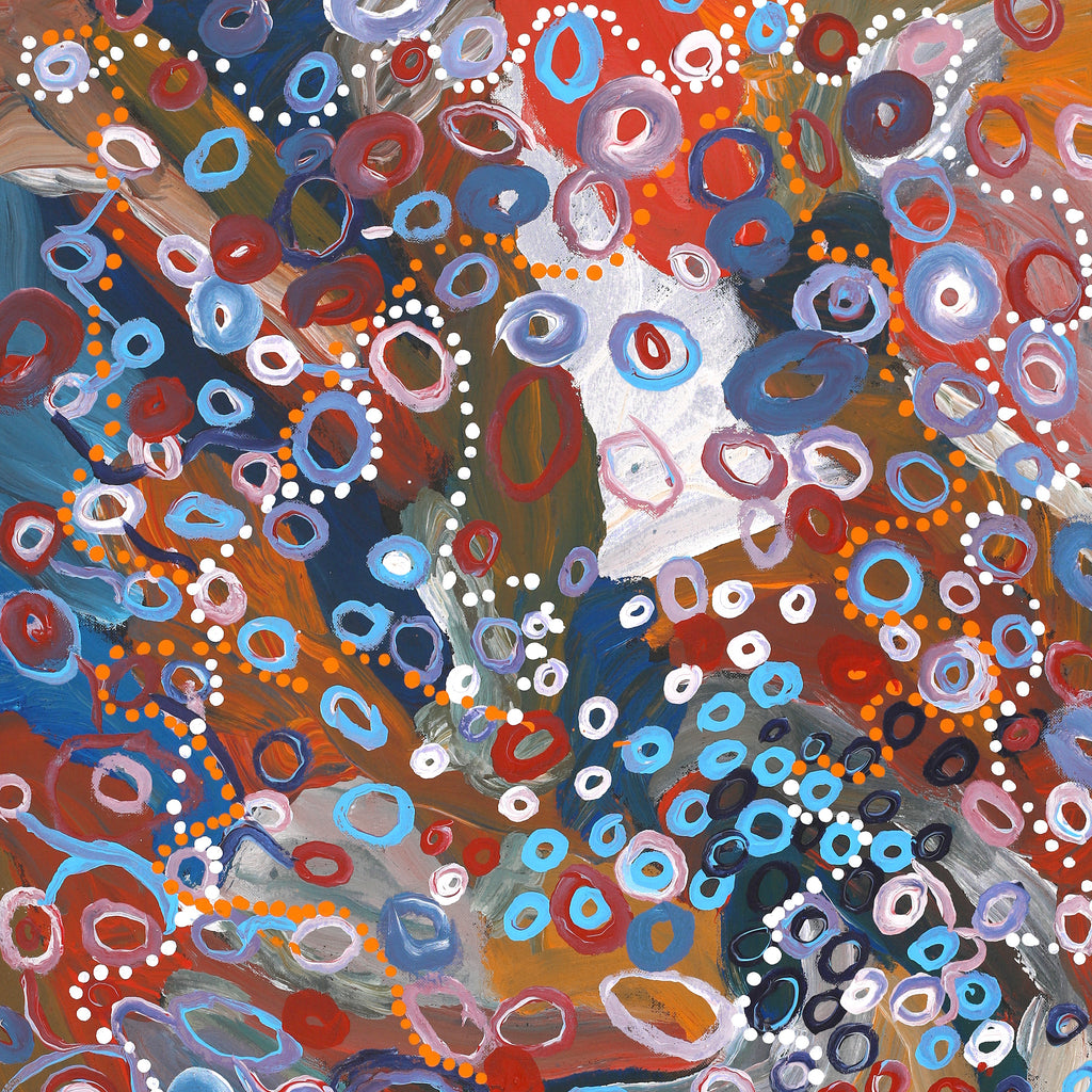 Aboriginal Artwork by Steven Jupurrurla Nelson, Janganpa Jukurrpa (Brush-tail Possum Dreaming) - Mawurrji, 76x46cm