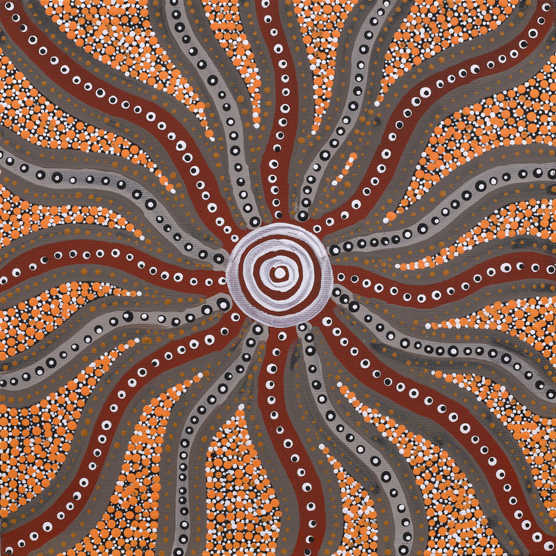 Aboriginal Artwork by Steven Jakamarra Oldfield, Warna Jukurrpa (Snake Dreaming), 30x30cm