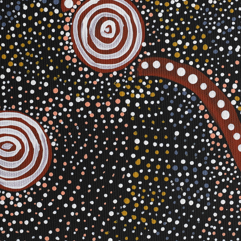 Aboriginal Artwork by Steven Jakamarra Oldfield, Warna Jukurrpa (Snake Dreaming), 30x30cm