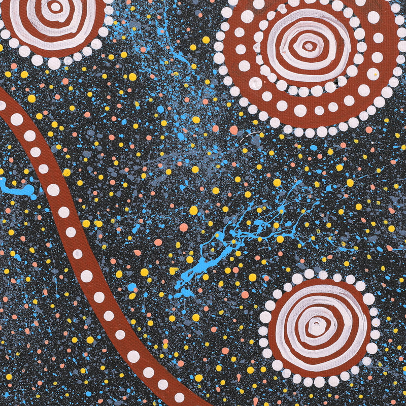 Aboriginal Artwork by Steven Jakamarra Oldfield, Warna Jukurrpa (Snake Dreaming), 30x30cm