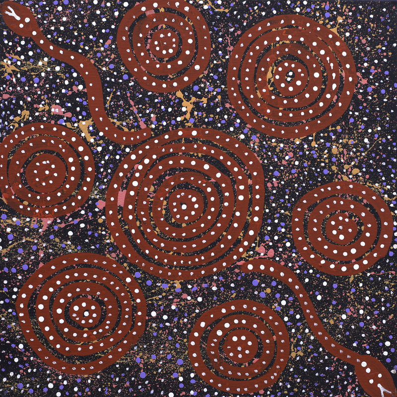 Aboriginal Artwork by Steven Jakamarra Oldfield, Warna Jukurrpa (Snake Dreaming), 30x30cm